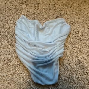 Tic Toc Baby Blue Mesh Corset Crop Top Size S